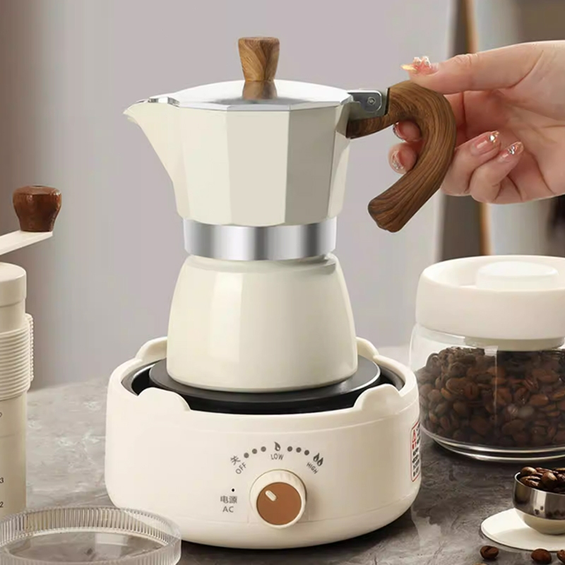 Set Pot Moka Pot Espresso Pot Moka Kompor Listrik Set Penggiling Manual Teko Kopi Moka 150Ml/300Ml