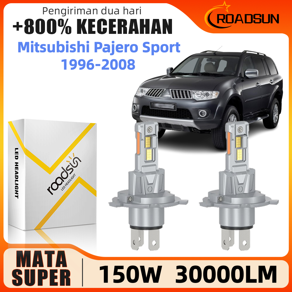 Roadsun 2Pcs Led Lampu Depan Mobil Bohlam 150W 30000LM 6000K Untuk Mitsubishi Pajero Sport 1996-2008