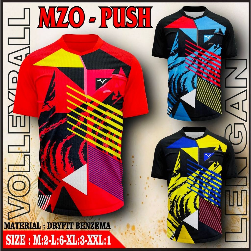 [12 PCS] MZO PUSH / KAOS VOLLY LUSINAN / BAJU VOLI PRINTING