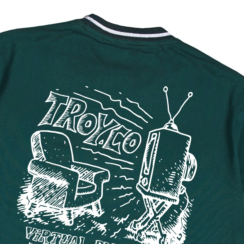 Troy Company Neck Strip Tshirt Green Virtual Pleasure - Kaos Lengan Pendek Kaos Hijau KST 3032-2G1W