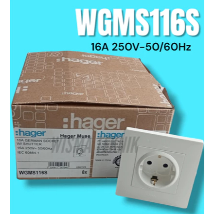 Colokan Listrik Socket Hager German 16 A With Shutter WGMS116S Hager
