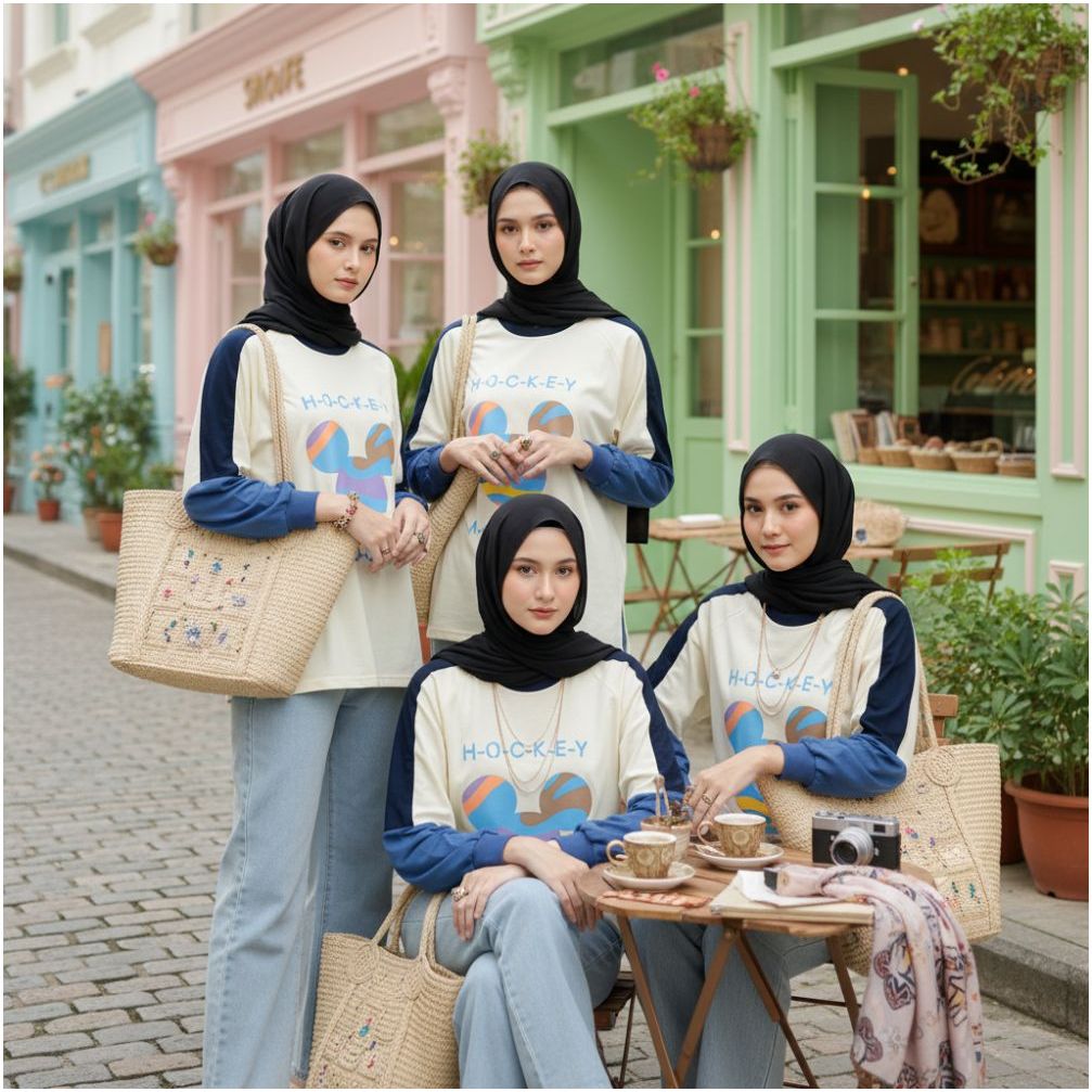 Kaos Tunik Wanita Oversize Adem Mickey Mouse Tangan Panjang Katun 24s