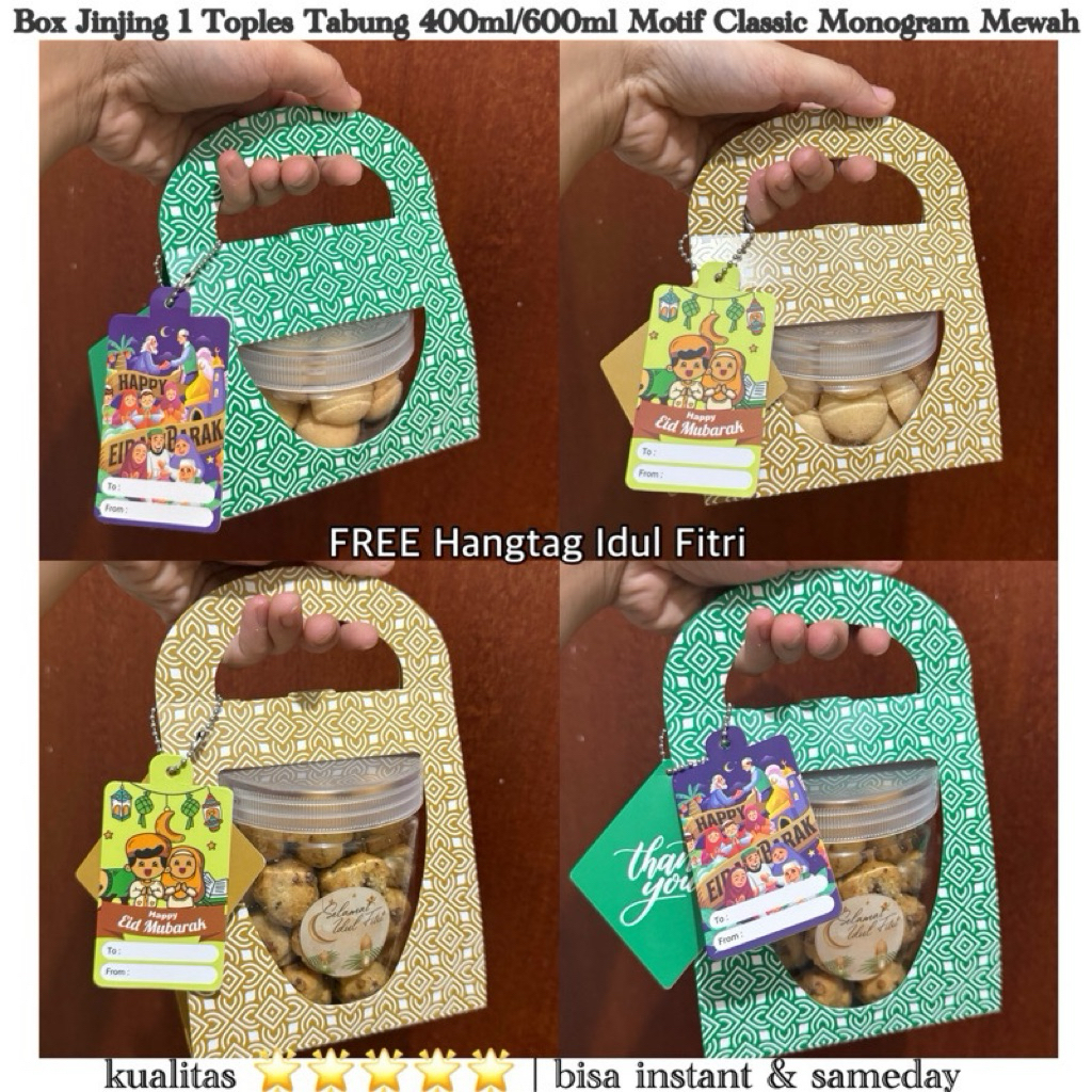 NEW Box Jinjing 1 toples 400ml / 600ml / 800ml Full Motif Mewah Kotak Toples Tabung Box Kue Kering 6