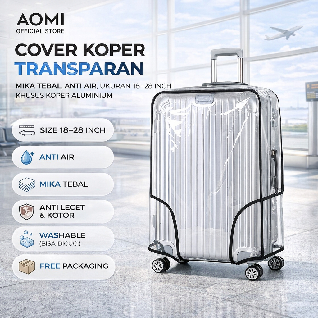 Cover Koper Transparan AOMI – Mika Tebal, Anti Air, Ukuran 18–28” KHUSUS KOPER ALUMINIUM (91003)
