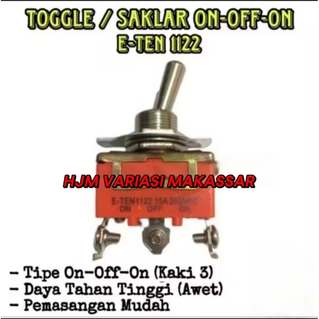 [1PC]TOGGLE ON OFF ON 1122 KAKI 3 / Saklar Switch Togel ON OFF ON 3 Pin Kaki Universal Untuk Motor M