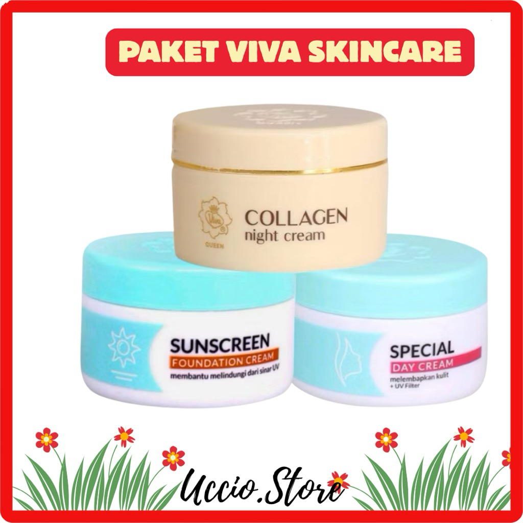 PAKET VIVA DAILY SKINCARE 3 IN 1 Krim Siang Malam Tabir Surya