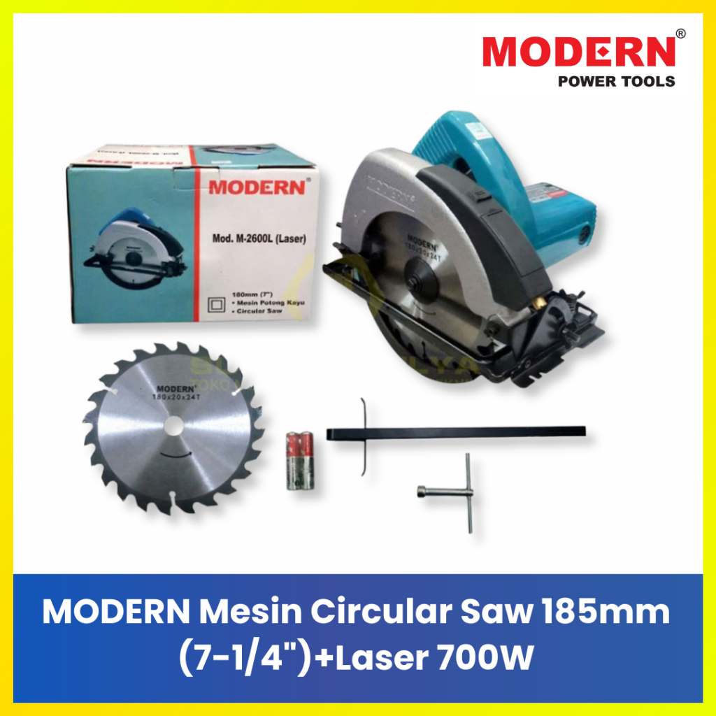 MODERN M-2600L Circular Saw 185mm + Laser - Alat Potong Kayu Serkel Listrik 700 Watt