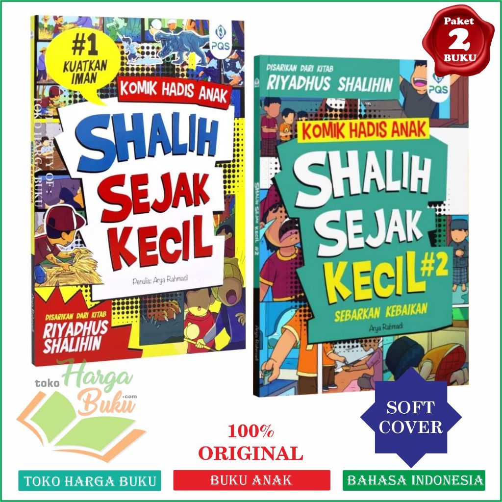 Paket 2 Buku Komik Hadis Anak SHALIH SEJAK KECIL Jilid 1 dan 2 FULL COLOR Buku Hadits Anak dari Kitab Riyadhus Shalihin - PQS