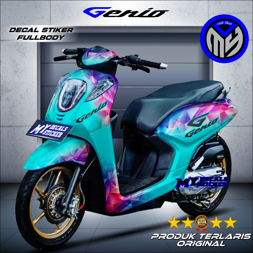Decal Genio Stiker Fullbody Desain Abstrak Bisa Custom - Dekal Stiker Full Body Motor Honda Genio