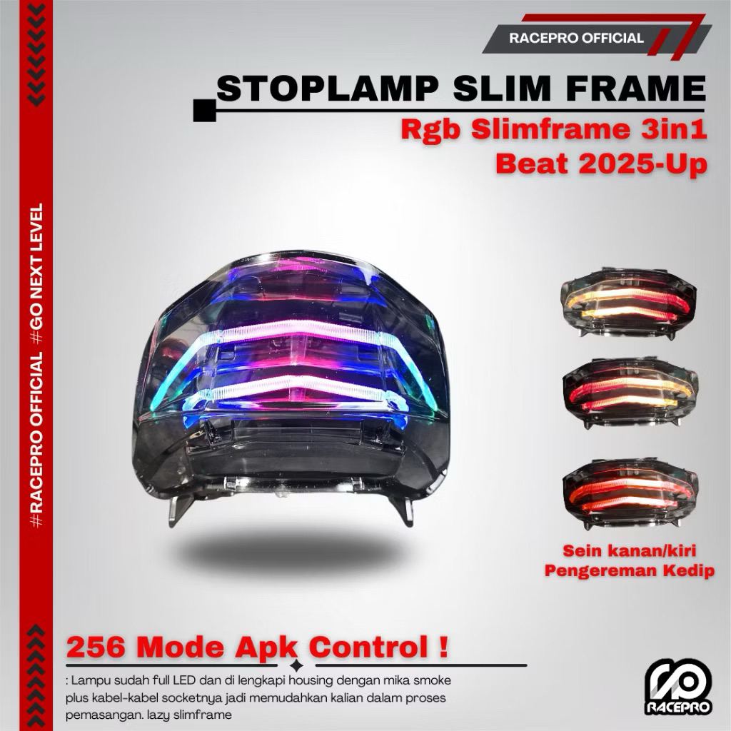 LAMPU STOP STOPLAMP RACEPRO RGB SLIMFRAME LAZY ALL BEAT NEW 2025 Up Beat deluxe gen 2