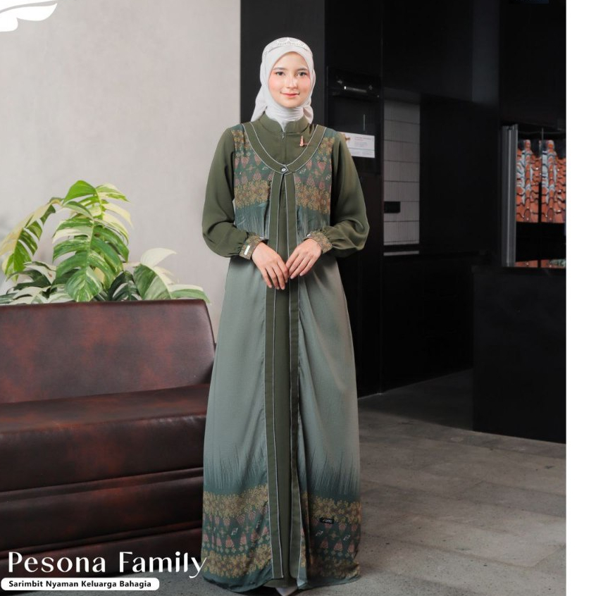 Lubi Gamis Pesona Gamis Dewasa Busui Gamis Warna putih Moca  Green Dress Kekinian Terbaru 2026