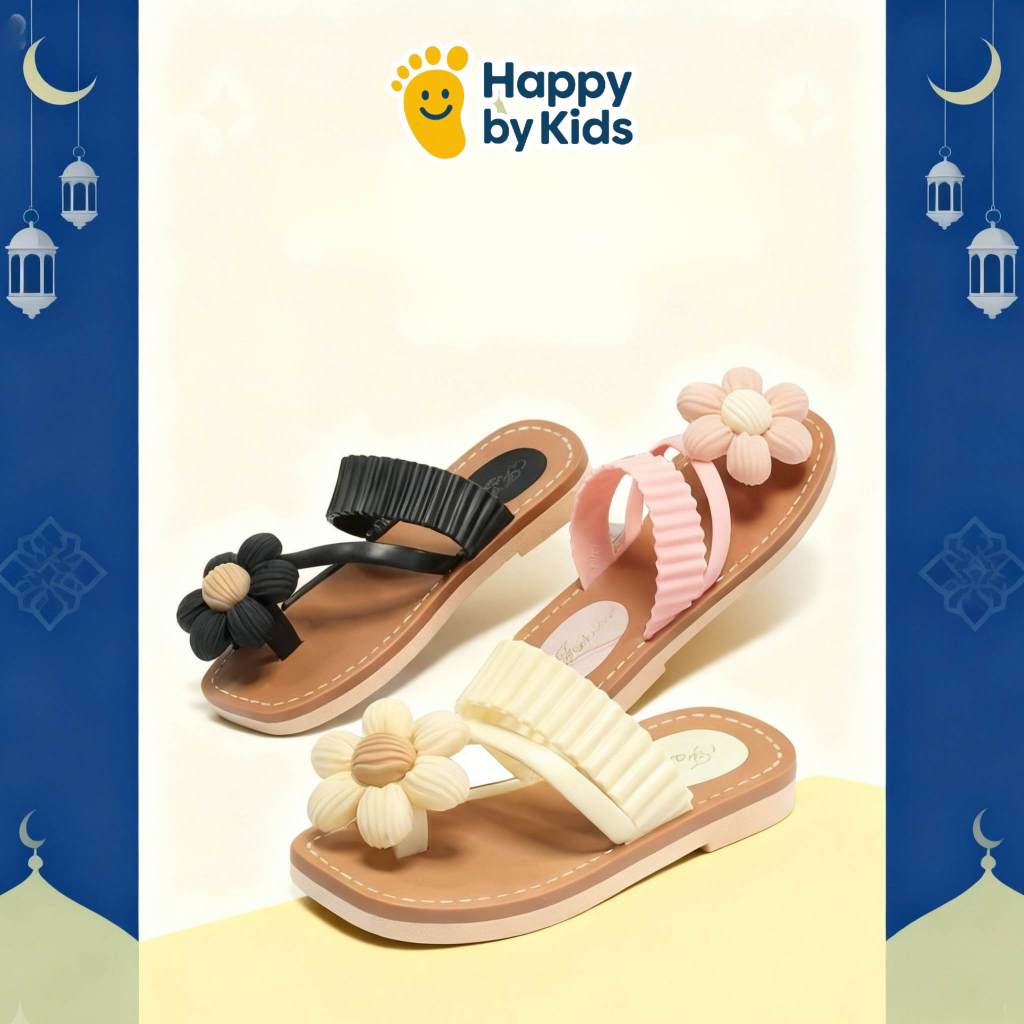 HAPPYBYKIDS Sandal Anak Prempuan Wanita Premium TK SD Cewe Kekinian FlatShoes Umur 3-8 Tahun YN-809
