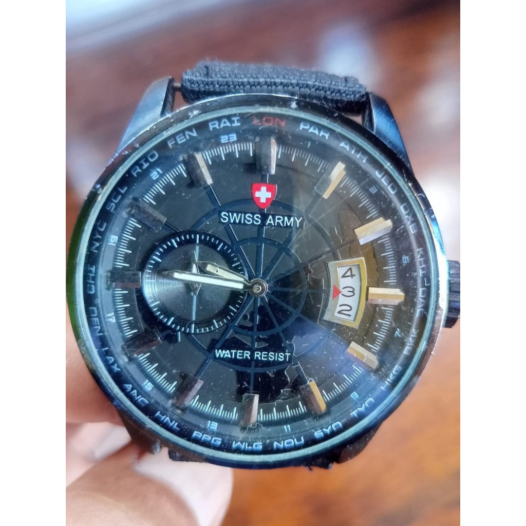 TERBARU Jam Tangan Swiss Army Pria - Swiss Army Detik Samping Tanggal Aktif Strap Canvas