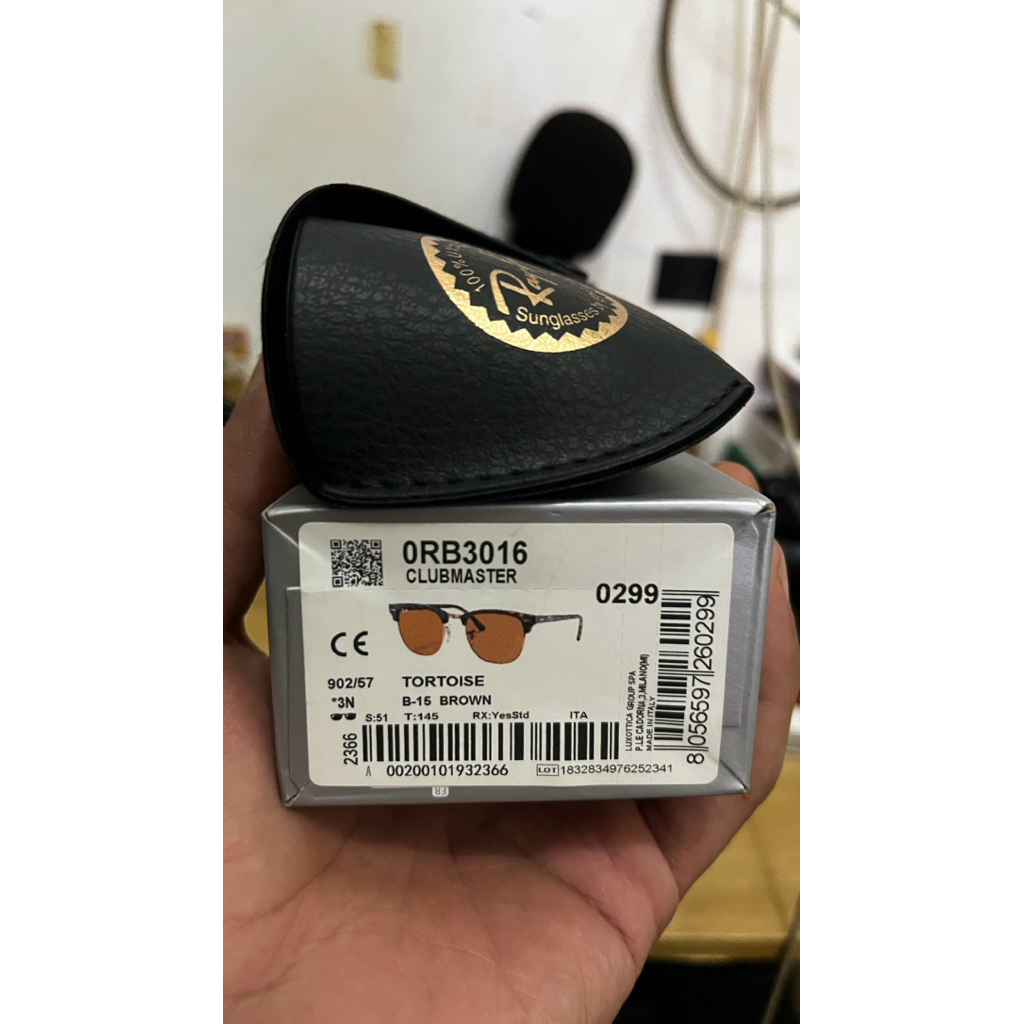 kacamata RayBan Clubmaster classic tortoise lensa brown second original 100%=51mm