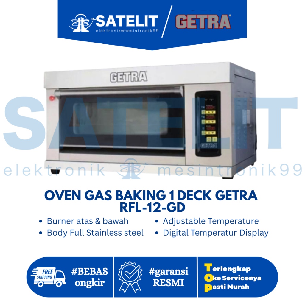 Oven Gas Baking GETRA 1 Deck 2 Loyang Digital RFL-12 | Panas Merata, Hasil Panggang Maksimal