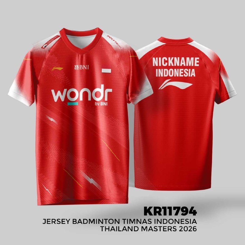 Jersey Badminton Timnas Indonesia Thailand Master 2026 Fullprint Dryfit