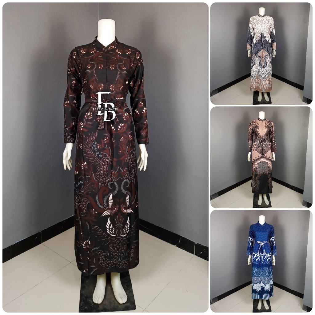 Gamis Batik Wanita Busui Friendly Kain Katun Poli Ukuran Standar Jumbo Tali Pinggang Resleting Depan