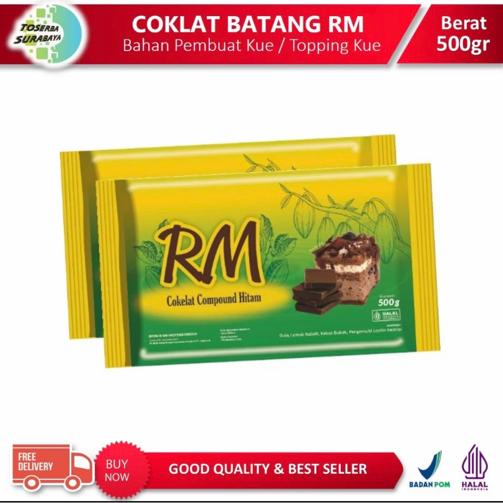 Paket 4 pcs Cokelat Batang RM 500gr / Coklat Blok RM (Dark Chocolate Compound)