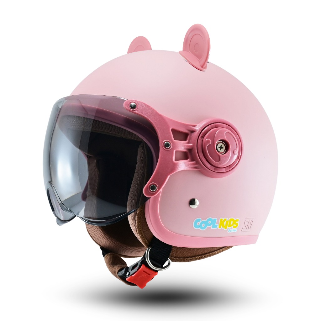 Helm Anak Lunar Kids Solid BIP PLAST Helm Anak Retro Pilot Polos Kaca Pilot