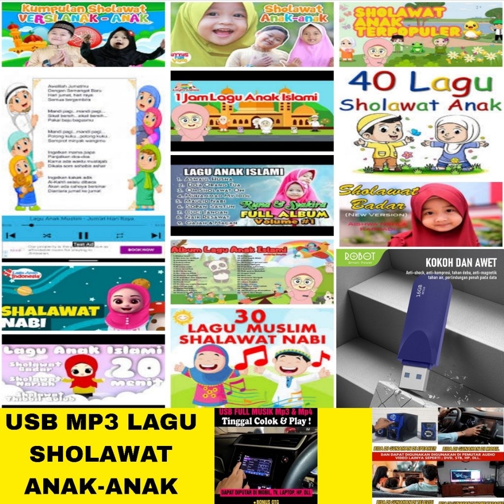 USB MOBIL MP4 LAGU SHOLAWAT ANAK - ANAK - USB ISI MP4 VIDIO LAGU SHOLAWAT ANAK TERBARU - USB MP4 VID