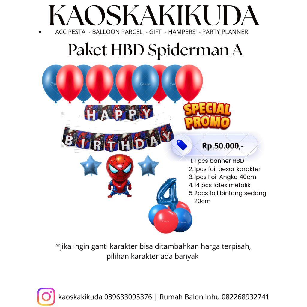 Paket Dekorasi Ulang Tahun Spiderman