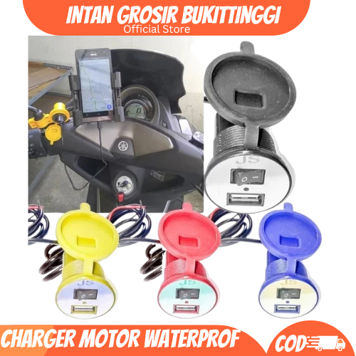 Alat Charger Hp di Motor Usb Waterproof Cas Aki Tombol ON OFF Charge T