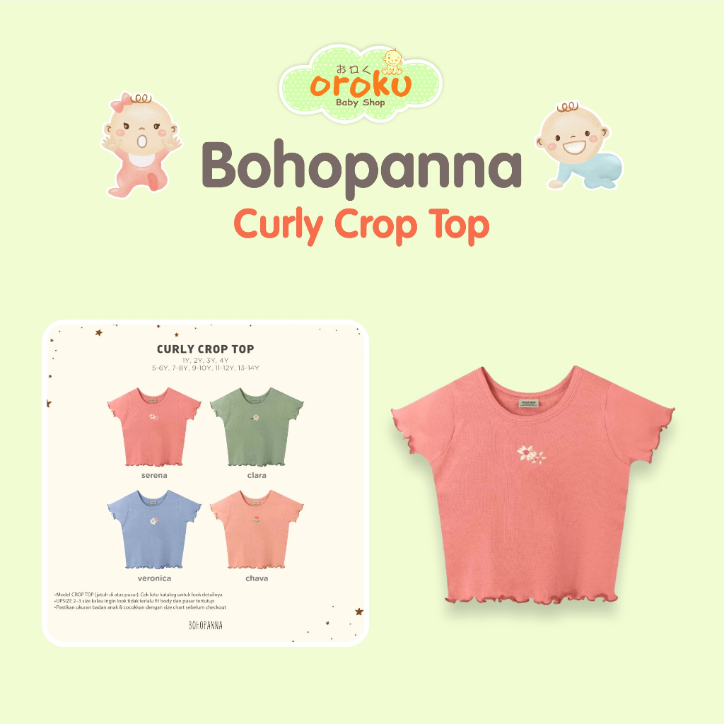 BOHOPANNA CURLY CROP TOP / BAJU ATASAN CROP TOP ANAK PEREMPUAN