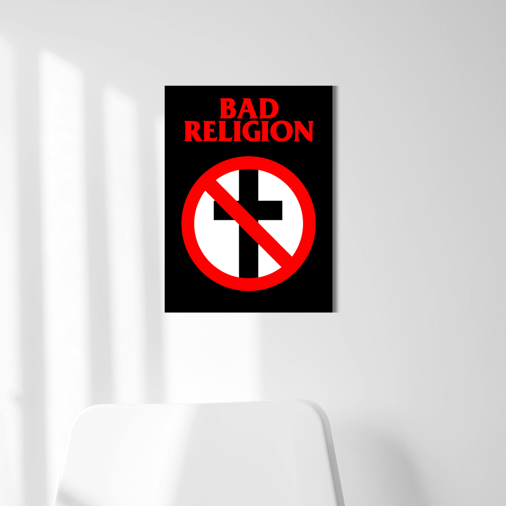 Poster Bad Religion Crossbuster Logo - Hiasan Dinding Musik Punk Rock - Dekorasi Kamar Cowok Wall De