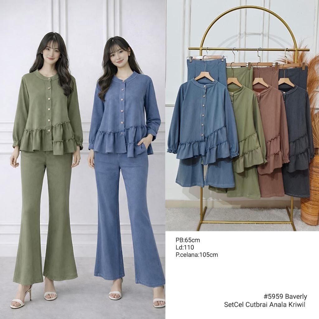 Setelan Celana Cutbray Kriwil Premium Cantik Kekinian Terbaru CLARKE ORI