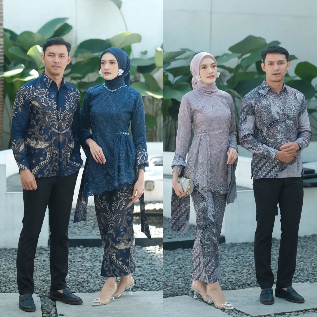 DALOLODA Set Kebaya Modern Lyodra  Serambit kutu baru Batik Jumbo Navy lilac