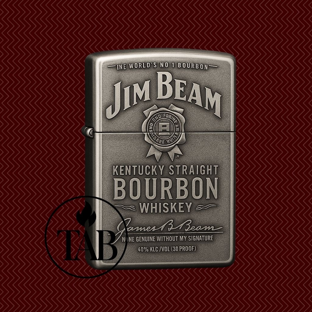 Korek Api Zippo Kekinian Desain Tulisan Jim Beam Timbul Premium