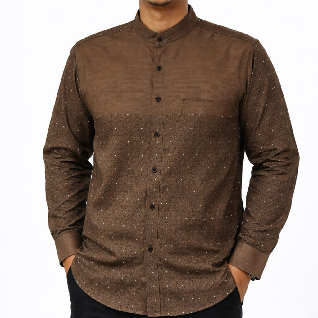 Koko Ar Rafi Kekinian Lengan Panjang Muslim Baju Koko Pria Kain Kancing Full Katun Madinah Dewasa Ku