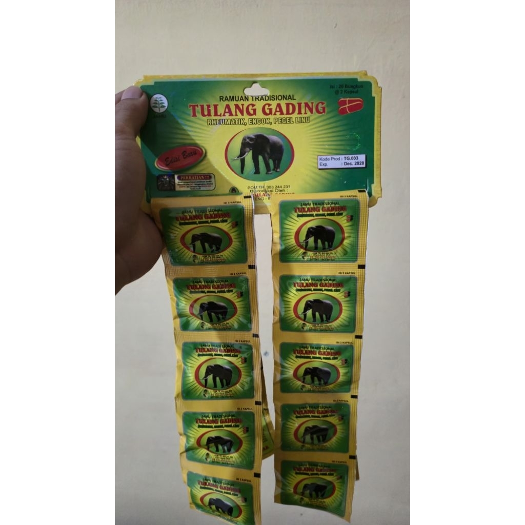 TULANG GADING RAMUAN TRADISIONAL RHEUMATIK ENCOK PEGAL LINU 1HANGER ISI 20SACHET@2KAPSUL