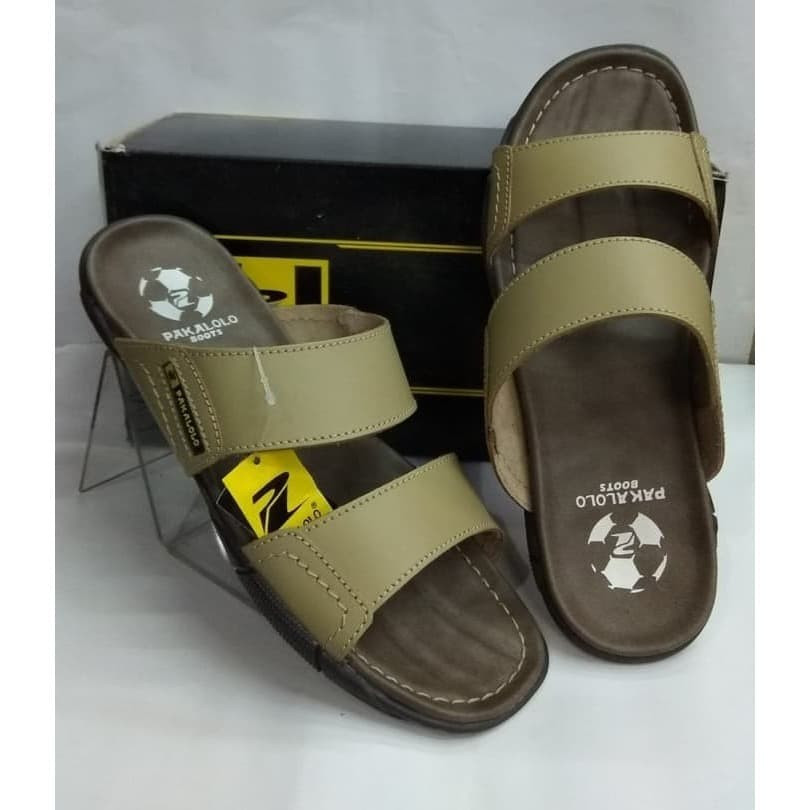 Sandal Kasual Pria Pakalolo N2321 Sendal Kulit Original - Olive