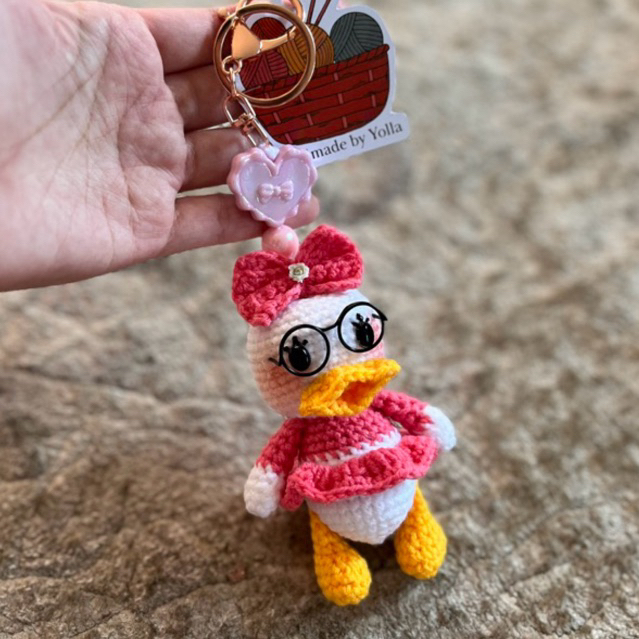 Daisy Duck Crochet Bag Charm | Cute Character Keychain