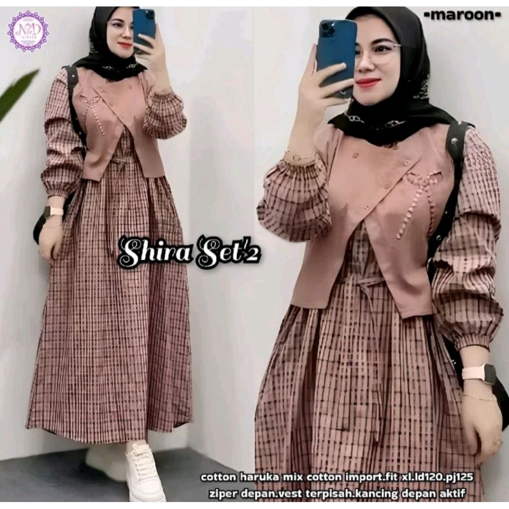 MIDI DRESS SHIRA SET#2  ROMPI SILANG