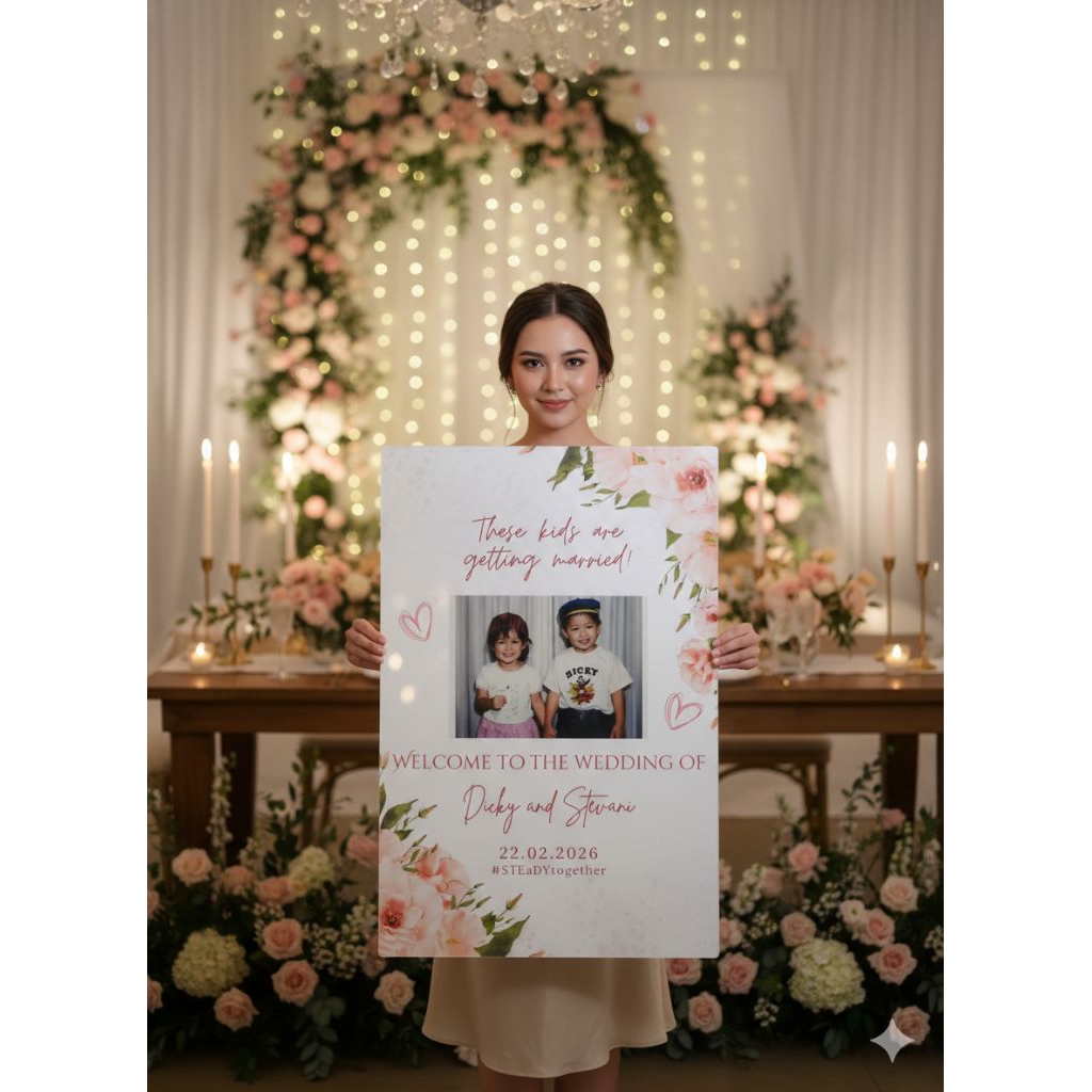 WELCOME SIGN ALL CUSTOM/ ACRYLIC WEDDING SIGN/ ENGANGEMENT SIGN / FLORAL WEDDING SIGN