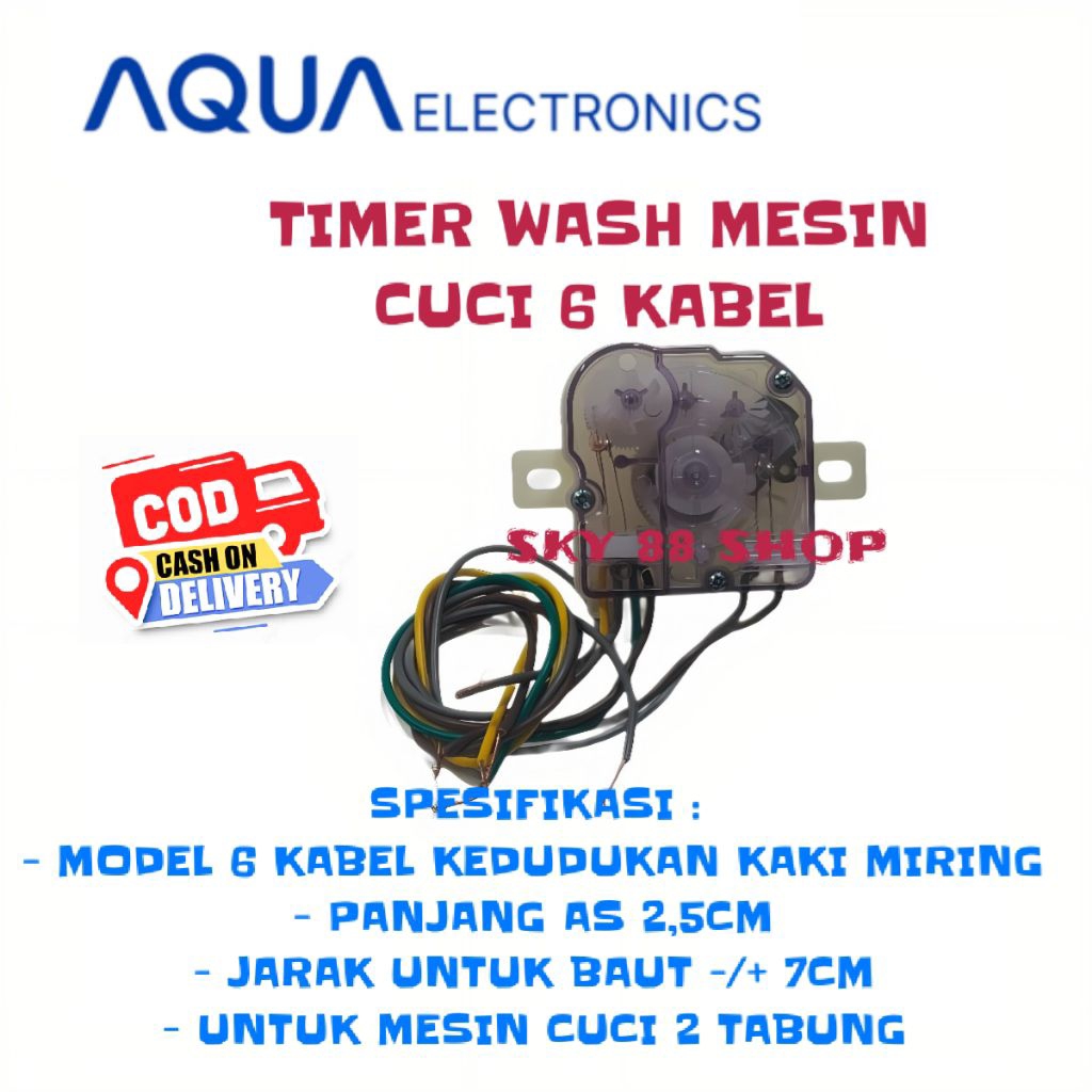 TIMER 6 KABEL MESIN CUCI AQUA 2 TABUNG - TIMER MESIN CUCI 6 KABEL