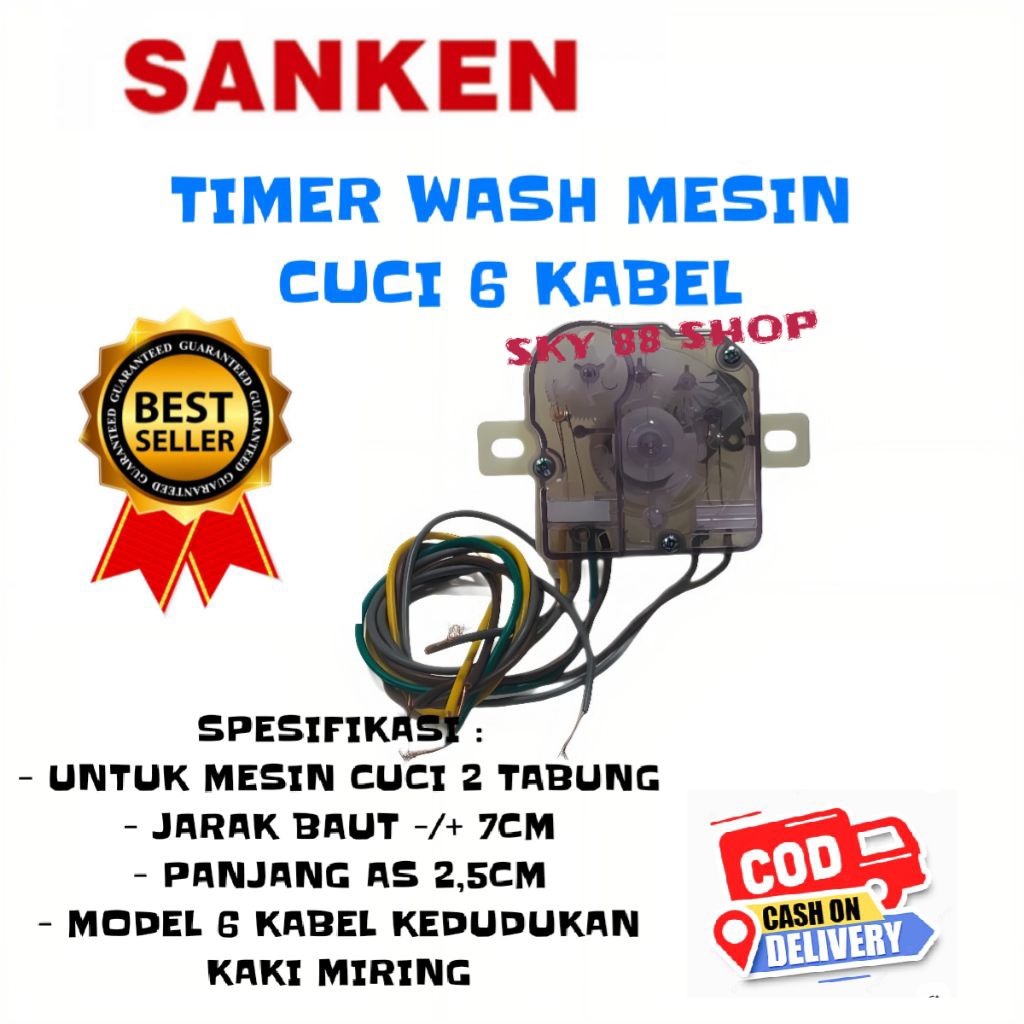 TIMER 6 KABEL MESIN CUCI SANKEN 2 TABUNG - TIMER MESIN CUCI 6 KABEL