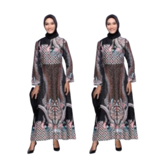GAMIS BATIK ABU-ABU JUMBO GAMIS MUSLIM WARNA ABU-ABU SIZE M L XL XXL