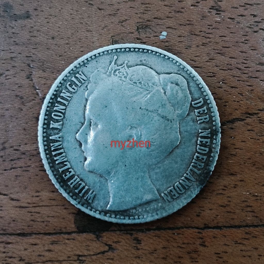 koin wilhelmina 0,5G THN 1908 asli