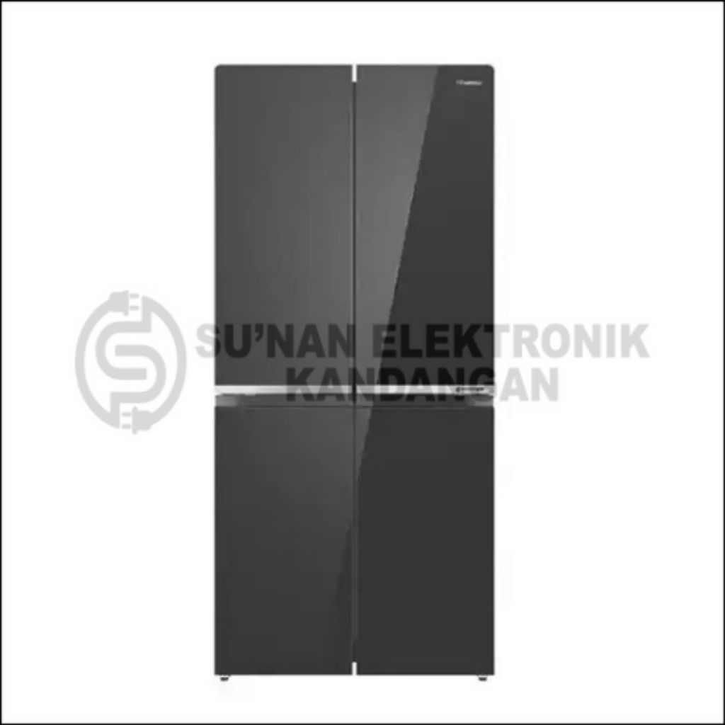 KULKAS SHARP SIDE BY SIDE 4 PINTU GLASS WARNA HITAM TIPE SJ IF51PG
