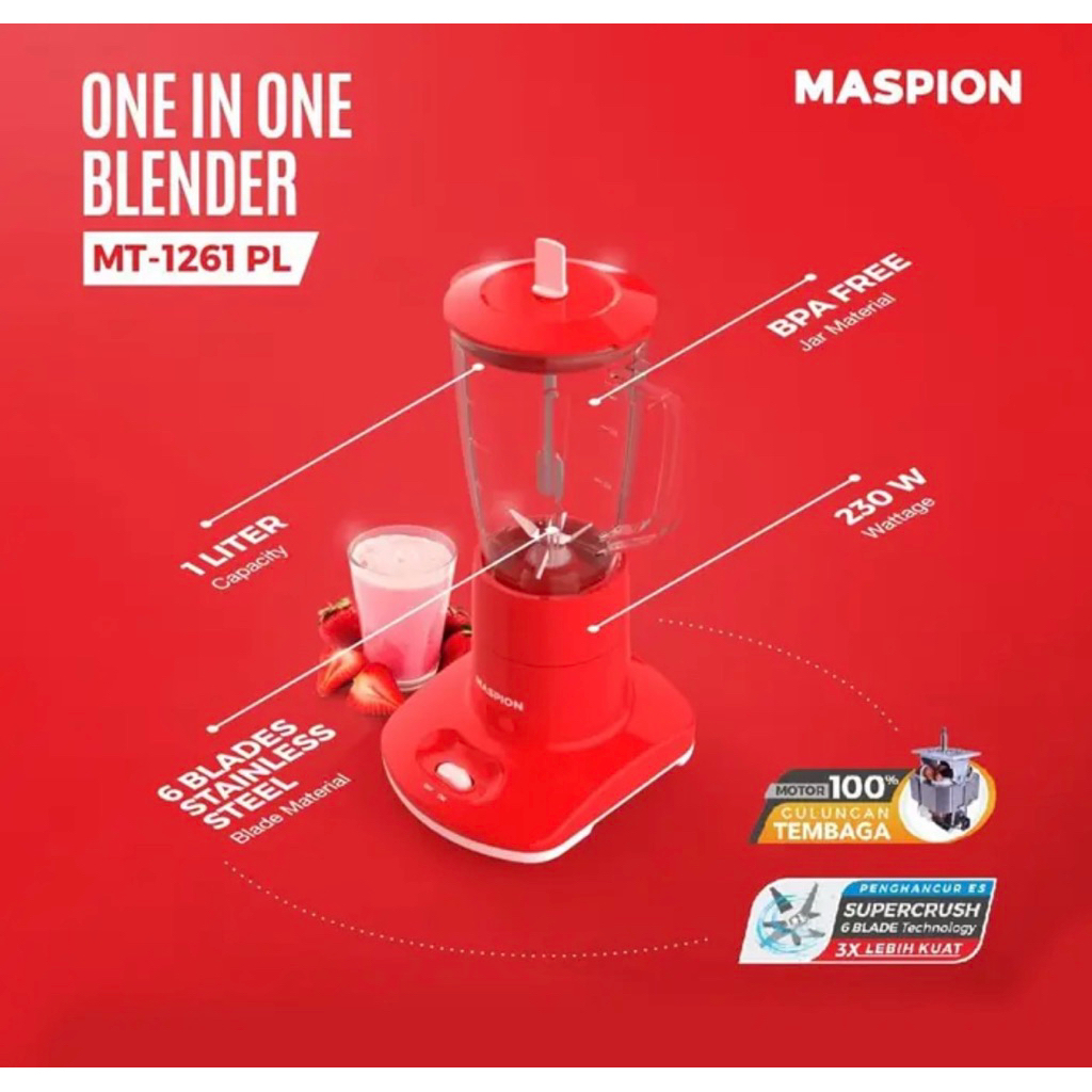 Maspion MT-1261-PL - Blender Plastik 1 Liter