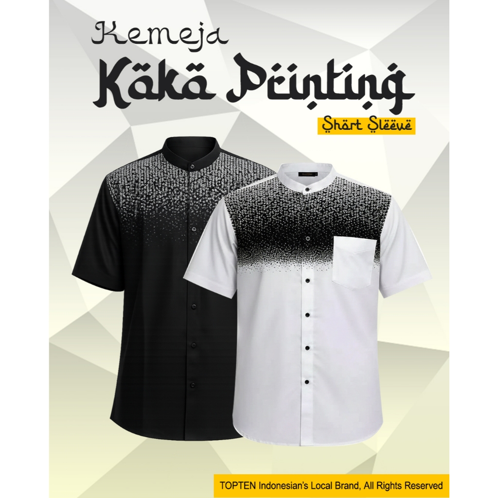 TOPTEN Kemeja Koko Pria Lengan Pendek Bahan Katun Variasi Printing Warna Varian