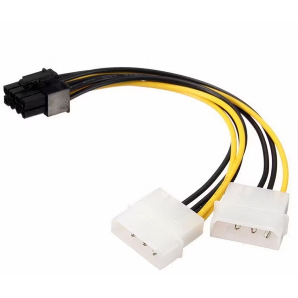 Kabel Dual Molex 4 Pin to 8 Pin Adapter Konektor VGA External Power Cable Panjang