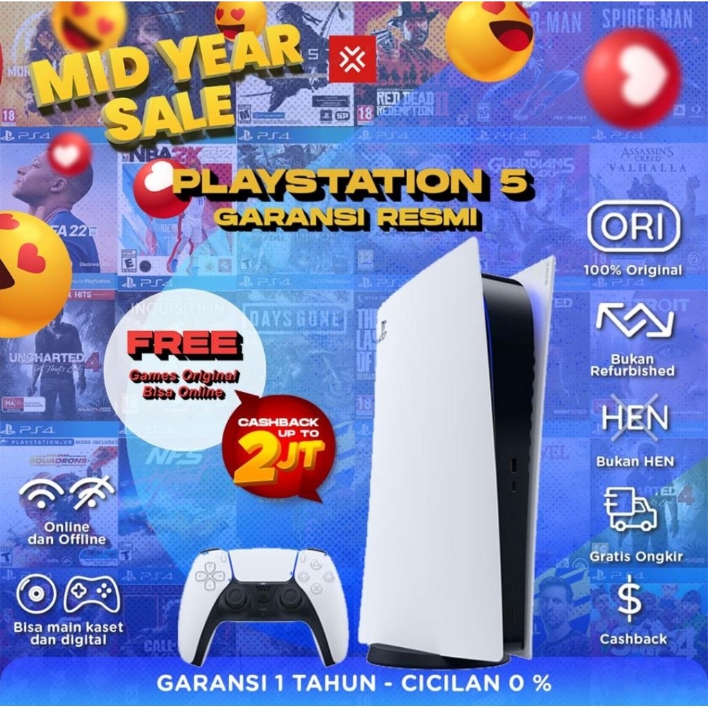 SONY PS 5 PLAYSTATION SLIM - 2 STIK FULL GAME