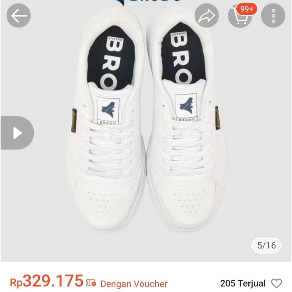 Preloved sepatu sneakers pria Brodo white size 43