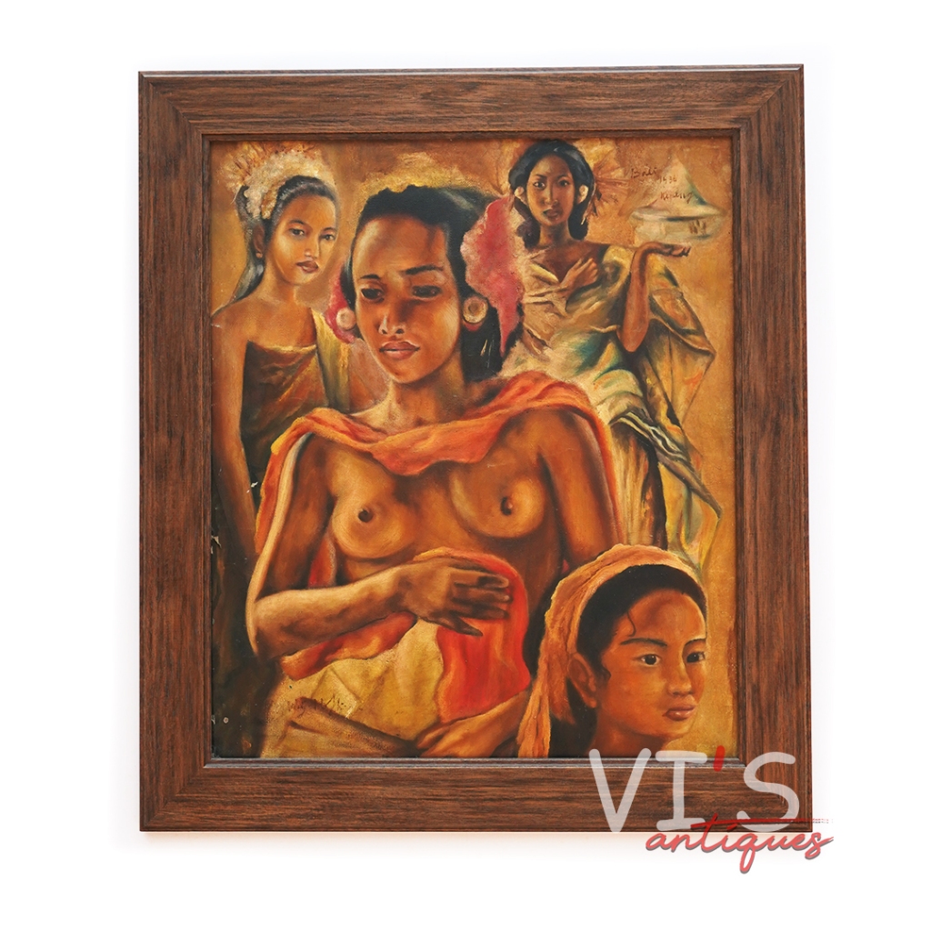 Lukisan W.G. Hofker Penari Bali Oil On Canvas Antik Kuno