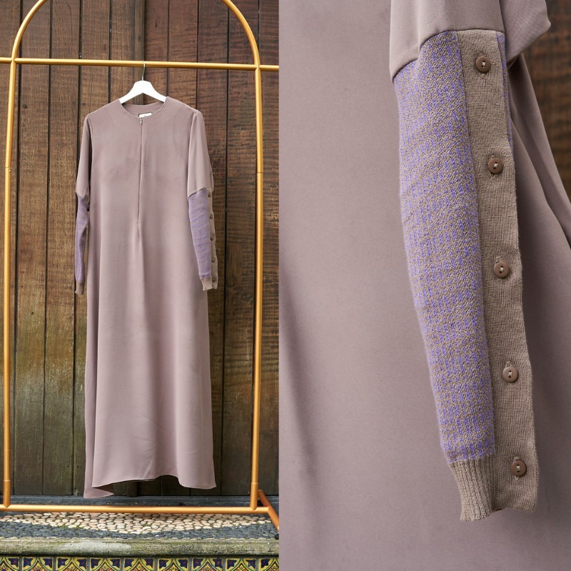 Mecca Classic Knit Abaya by Itsar - Coffee Violet LXL (Preloved VGC)