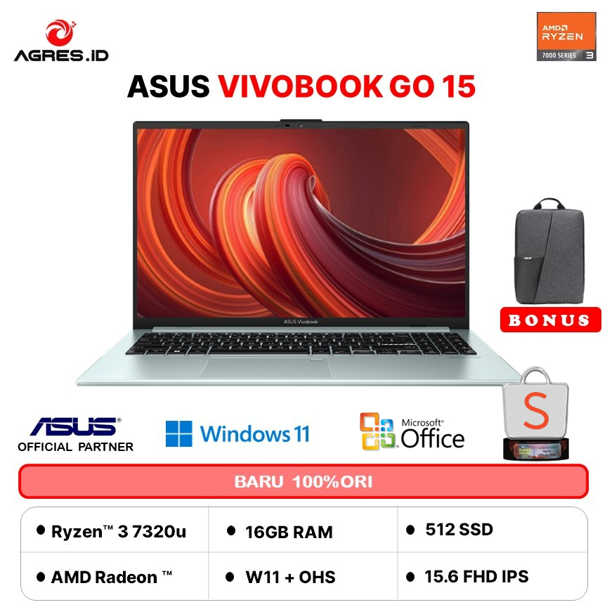 ASUS VIVOBOOK GO 15 E1504FA RYZEN 3 7320 - RAM 16GB 512GB W11+OHS+M365B 15.6FHD VIPS -VIPS3152M